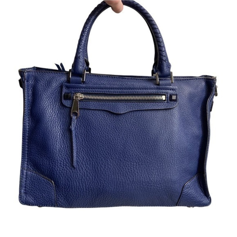 Rebecca minkoff blue pebbled leather handbag tote bag purse